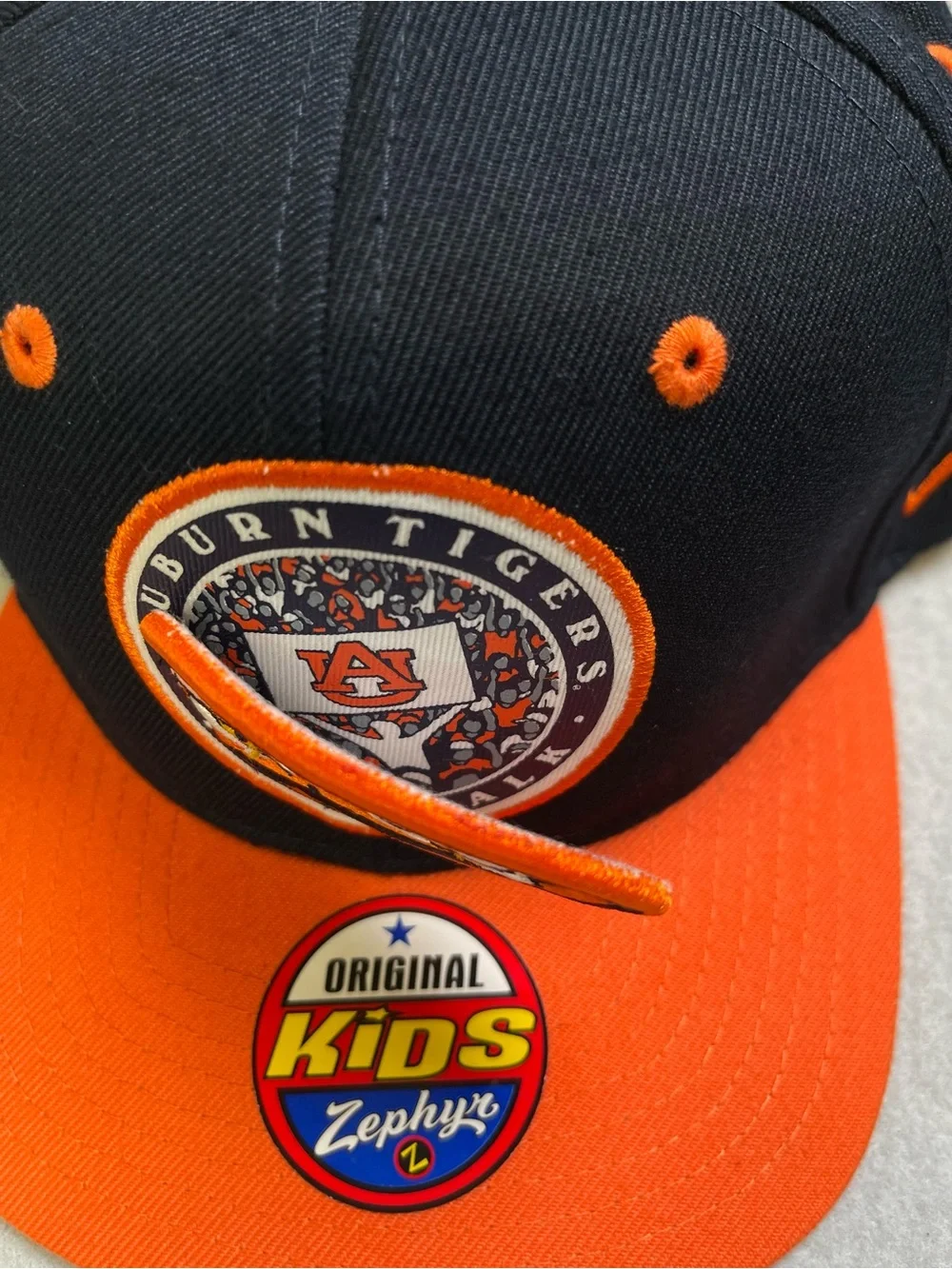 Zephyr Kids Snapback Hat - Navy & Orange